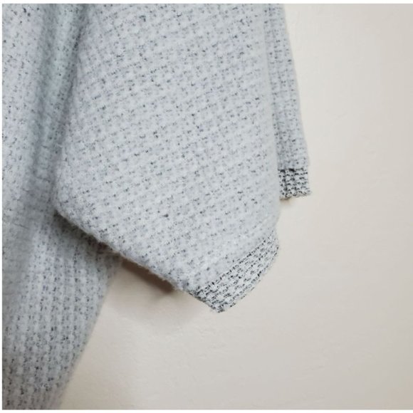 Maeve Lia Hacci Cardigan Sweater S grey open front waffle texture with raw edges - Picture 7 of 10